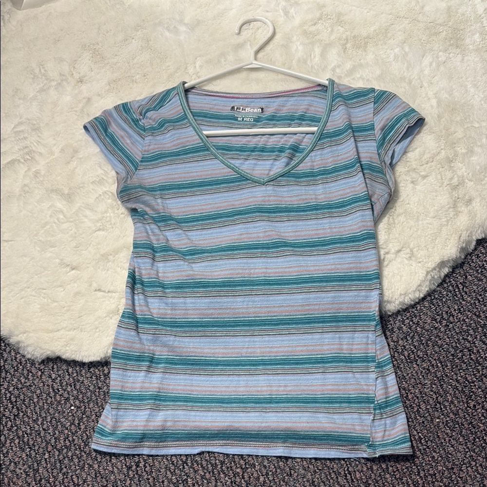 L.L Bean Women's Striped Blue Top